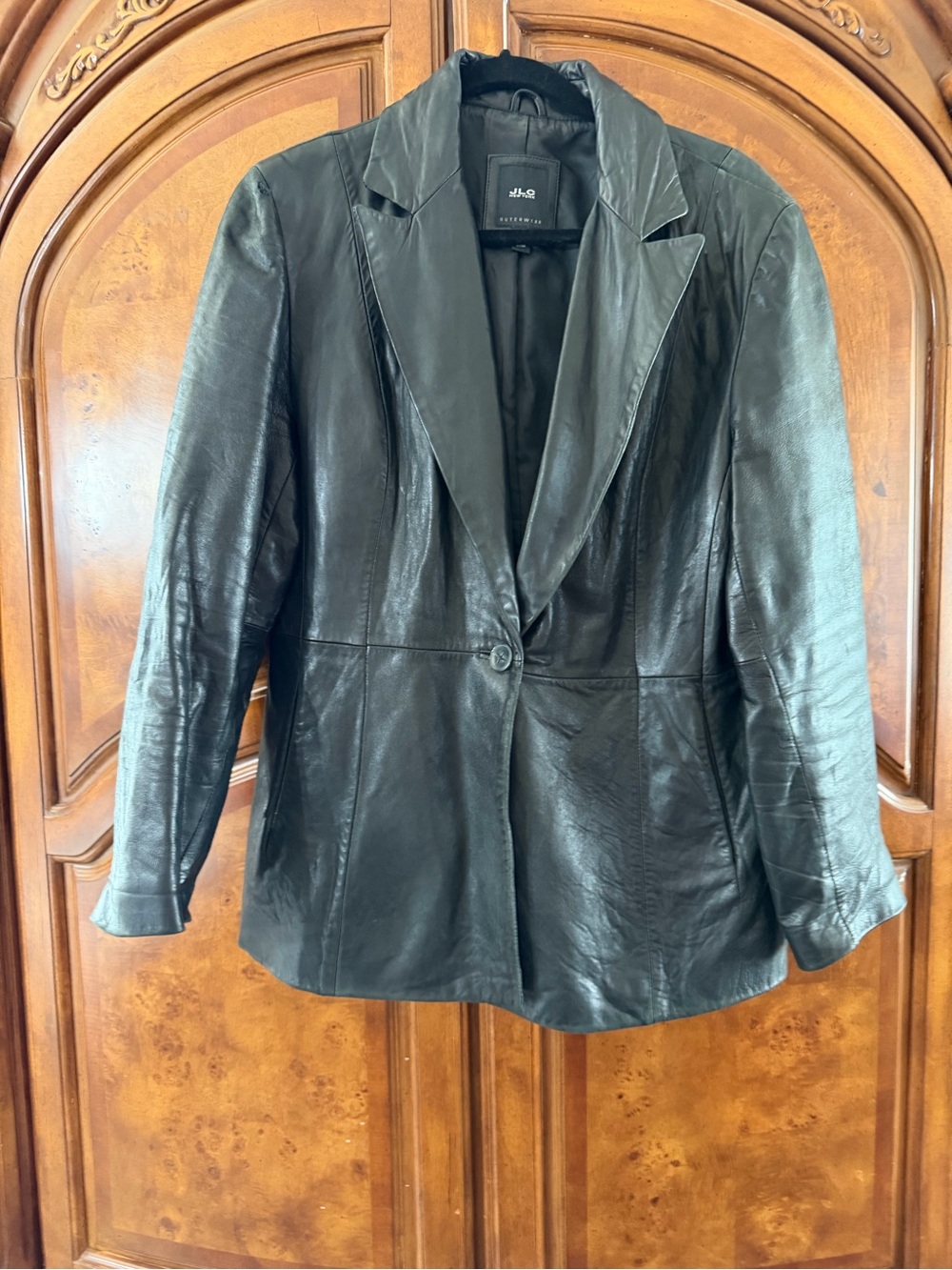 H&M Black Leather Blazer Jacket - Single-Button Tailored Style